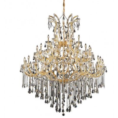 Gold Forty-Nine Light 60-Inch Chandelier with Royal Cut Clear Crystal