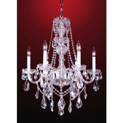 6 Lights Bohemian Crystal chandelier in polished chrome finish