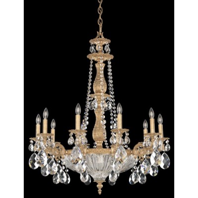Milano French Gold 14-Light Clear Optic Handcut Crystal Chandelier, 30W x 36H x 30D