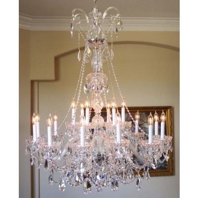 18 Lights Bohemian Crystal chandelier in polished chrome finish