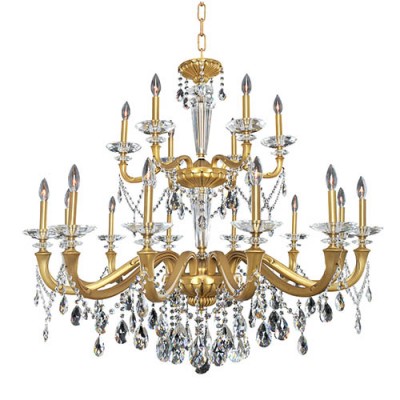 Jolivet Historic Brass 18-Light 43-Inch Wide Chandelier with Firenze Clear Crystal