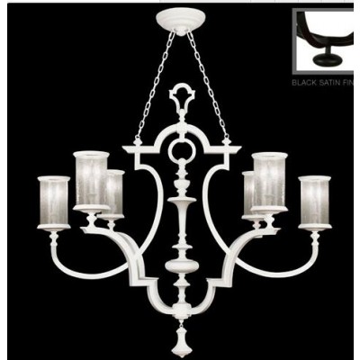 Six-Light Chandelier in Black Satin Lacquer Finish