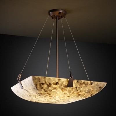 Group Alabster Rocks! 48-Inch Bowl Pendant with Tapered Clips