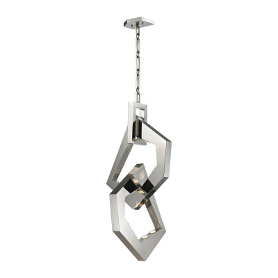Links Polished Nickel and Stainless Steel Eight-Light Pendant