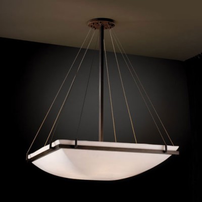 Eight-Light Dark Bronze Square 6000 Lumen LED Pendant Bowl With Ring