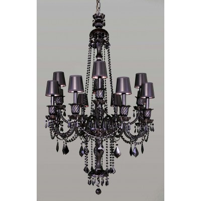 12 Lights Bohemian Crystal chandelier in black finish