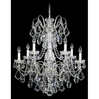  Silver 10-Light Clear Heritage Handcut Crystal Chandelier, 28W x 31H x 28D