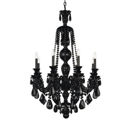 Black Eight-Light Jet Black Heritage Handcut Crystal Chandelier, 28W x 43H x 28D