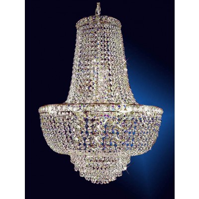 9 lights polished chrome chandelier with hand-cut crystals