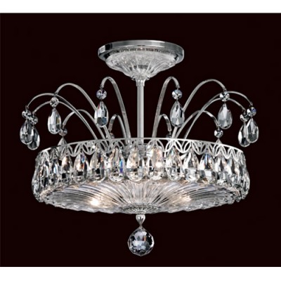 Schonbek Fontana Luce Silver Three-Light Semi Flush Mount with Clear Heritage Crystal