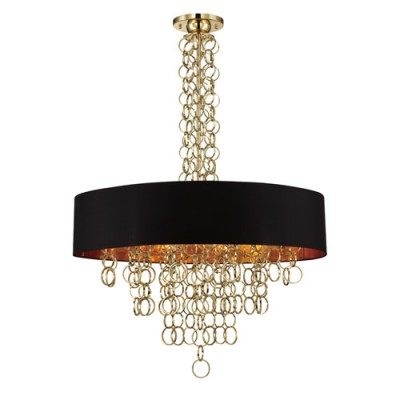 Novello Gold 12 Light Pendant with Black Shade