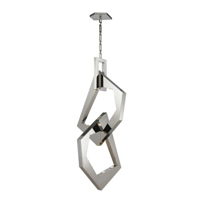 Links Polished Nickel and Stainless Steel Twelve-Light Pendant