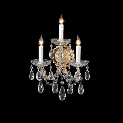 3 Light crystal wall sconce with majestic wood polished crystal and Gold finish 