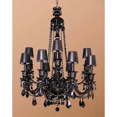 12 Lights Bohemian Crystal chandelier in black finish