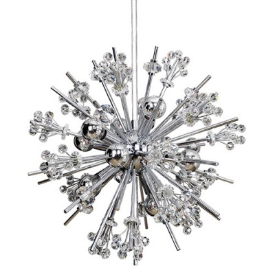 Chrome 10-Light 19-Inch Wide Pendant with Firenze Clear Crystal