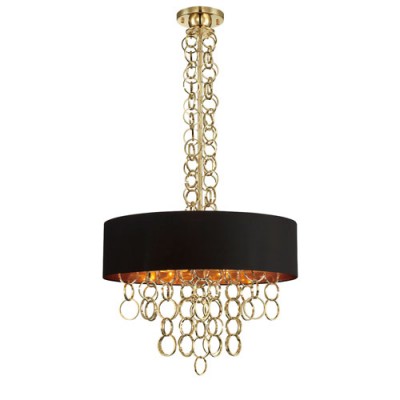 Novello Gold Eight Light Pendant with Black Shade
