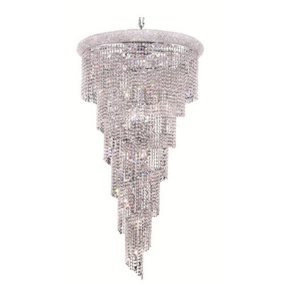 Spiral Chrome Twenty-Two Light 30-Inch Chandelier with Royal Cut Clear Crystal