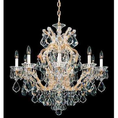 Gold 10-Light Chandelier with Clear Hand Cut Crystal