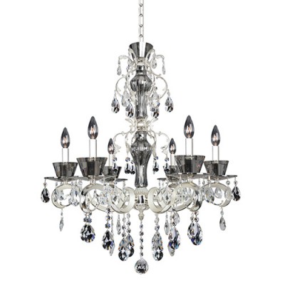  Silver Six-Light 30.5-Inch High Chandelier with Firenze Clear Crystal