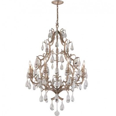 Bronze Eight-Light Chandelier with Italian Drops