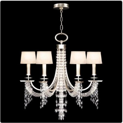 Six-Light Chandelier in Warm Silver Leaf Finish