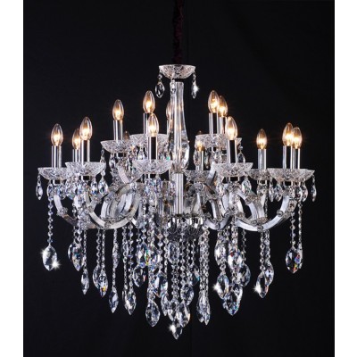 Polished chrome 15 Light traditional crystal Chandelier