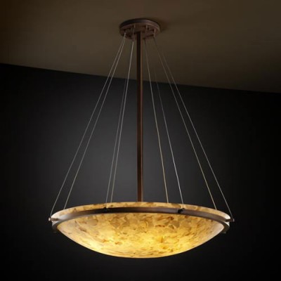 Group Alabster Rocks! 48-Inch Round Bowl 6000 Lumen LED Pendant with Ring