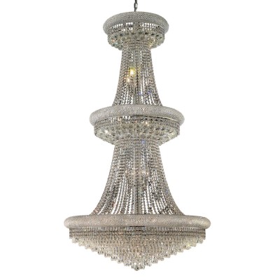 Primo Prism Chrome Thirty-Two Light 36-Inch Chandelier with Royal Cut Clear Crystal