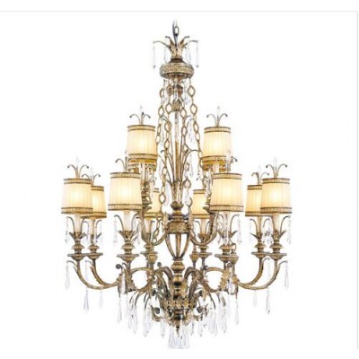 Gold Leaf Twelve-Light Chandelier