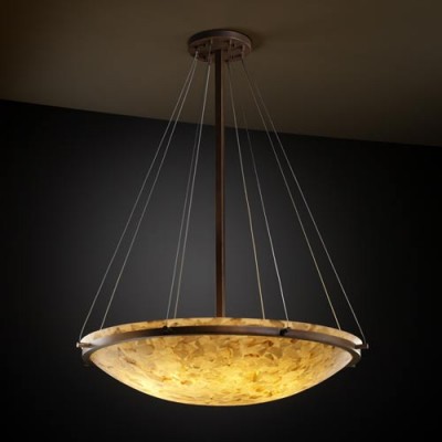 Group Alabster Rocks! 48-Inch Round Bowl Pendant with Ring
