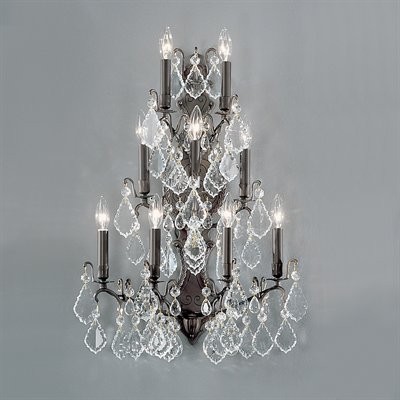 9 Light Wrought Iron Wall Sconce, Antique Bronze