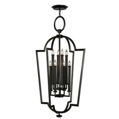 Black and White Story Eight-Light Lantern in Black Satin Lacquer Finish