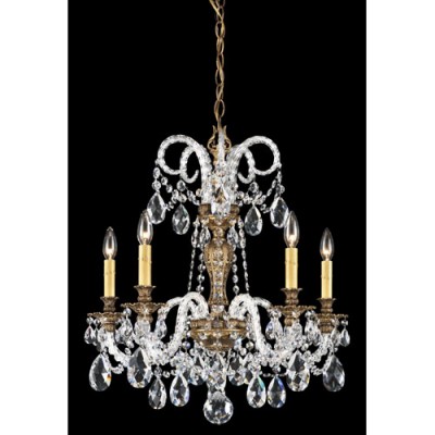 Bronze Five-Light Clear Spectra Crystal Chandelier, 22W x 23.5H x 22D