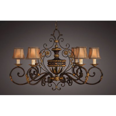 Castile Six-Light Chandelier in Gold Leaf and Antiqued Finish