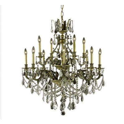 Bronze Twelve-Light Chandelier with Golden Shadow/Champagne Royal Cut Crystals