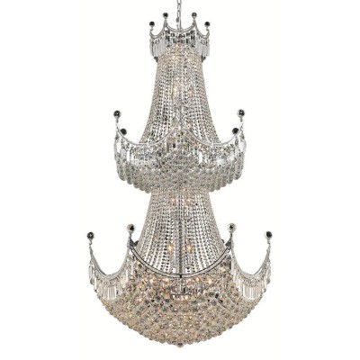 Corona Chrome Thirty-Six Light 36-Inch Two-Tier Chandelier with Royal Cut Clear Crystal