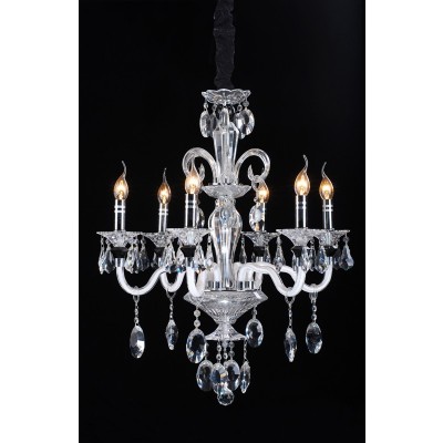 Polished chrome 6 Light traditional crystal Chandelier