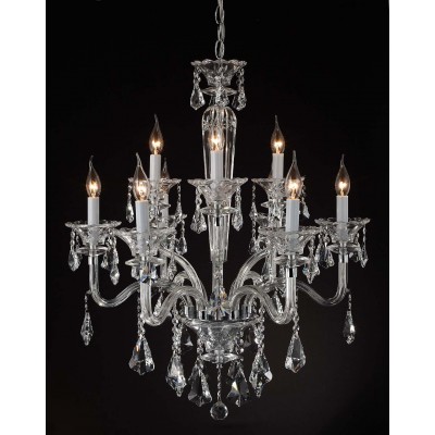 polished chrome 9 Lights Bohemian Crystal chandelier 