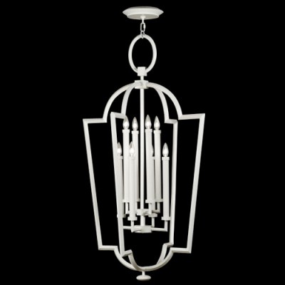 Black and White Story Eight-Light Lantern in Studio White Satin Lacquer Finish