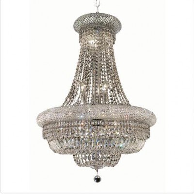 Elegant Lighting Primo Chrome Fourteen-Light 24-Inch Chandelier with Royal Cut Clear Crystal and Crystal Drop
