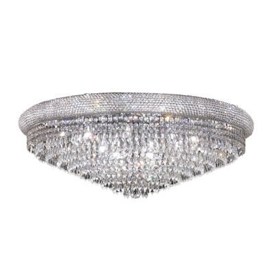 Primo Prism Chrome Twenty-Light 36-Inch Flush Mount with Royal Cut Clear Crystal