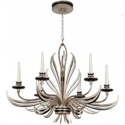 Silver Six-Light Chandelier in Antique Silver Leaf Finish