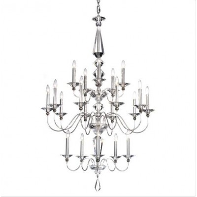 Silver 20-Light Clear Optic Handcut Crystal Chandelier, 36W x 57H x 36D