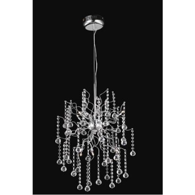 Chrome Six-Light Chandelier with Clear Royal Cut Crystals