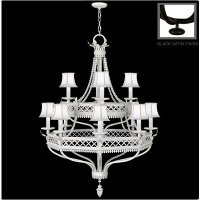 12-Light Chandelier in Black Satin Lacquer Finish