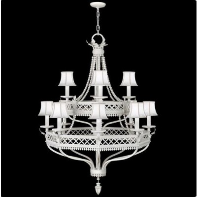 12-Light Chandelier in Studio White Satin Lacquer Finish