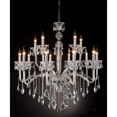 polished chrome 15 Lights Bohemian Crystal chandelier 