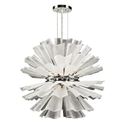 Enigma 12-Light Polished Chrome Pendant with Textured Frost Glass -Halogen