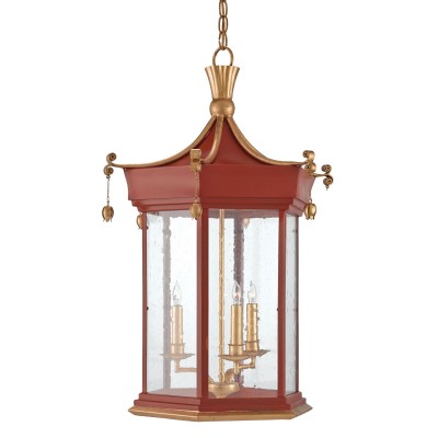 Mandarin Lollipop Red Three-Light Lantern Pendant
