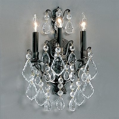 3 Light Versailles Wall Sconce, Antique Bronze